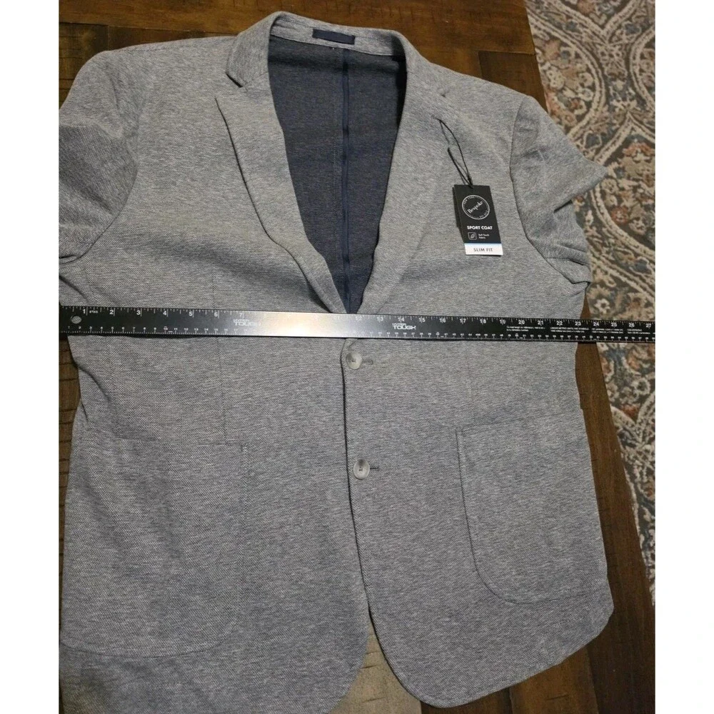 Bespoke New York Mens  Grey Slim Fit Cotton Blend Knit Sport Coat Blazer size L